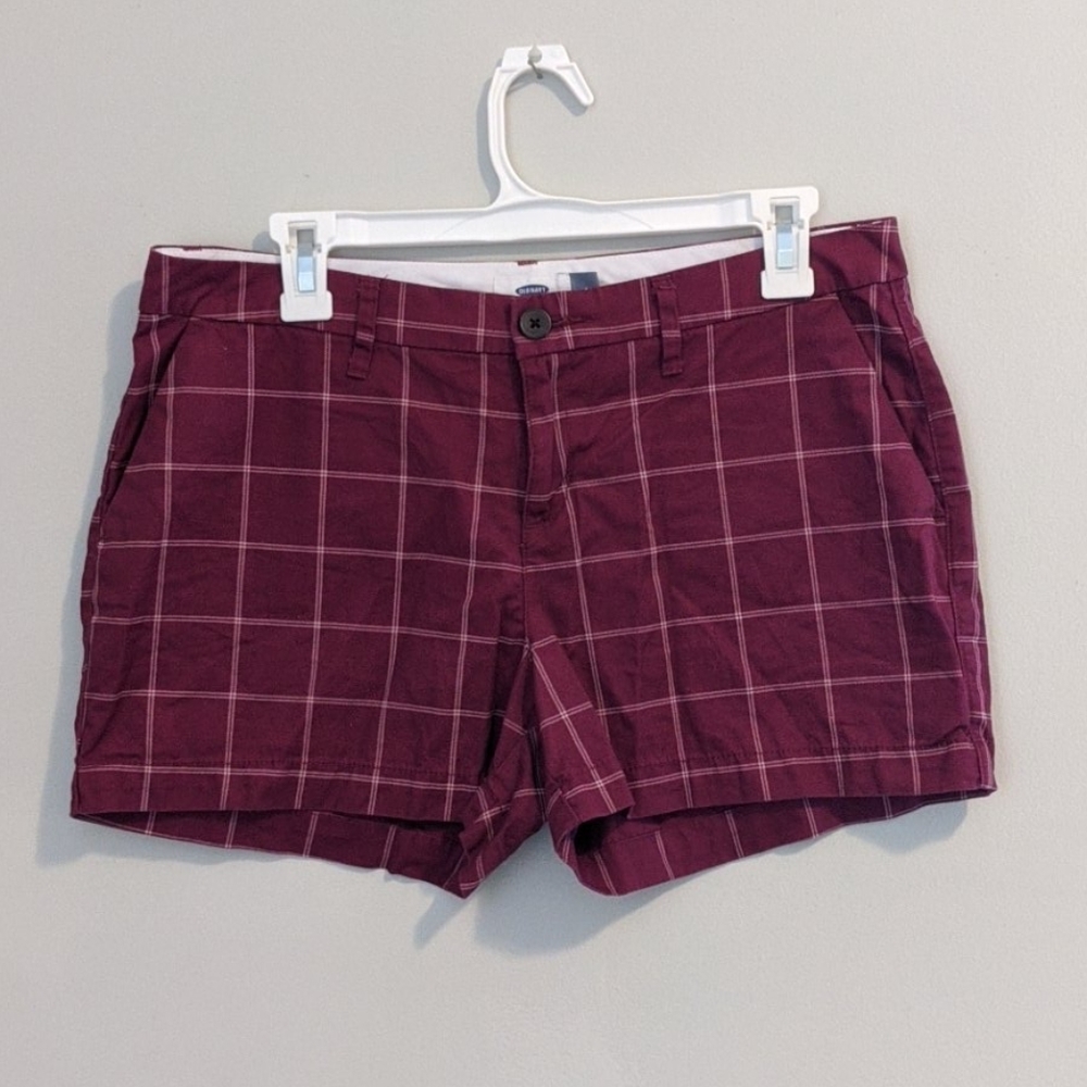 Burgundy plaid shorts!